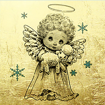 Рождественский ангелочек - картина из сусального золота