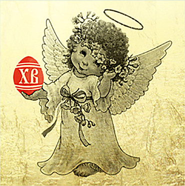 Пасхальный ангелочек - картина из сусального золота