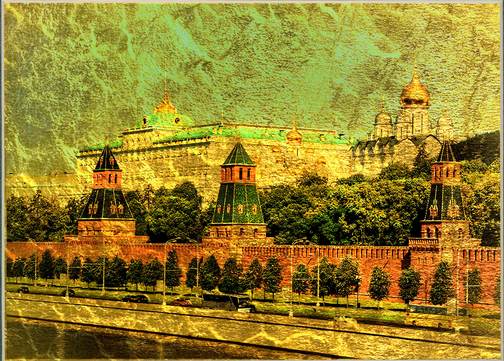 Кремлевская набережная - картина из сусального золота