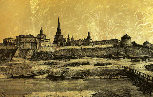 Картина из сусального золота с видом старой Казани