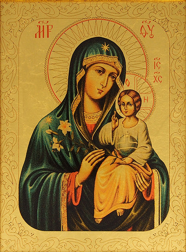 Неувядаемый цвет икона Божией Матери на сусальном золоте
