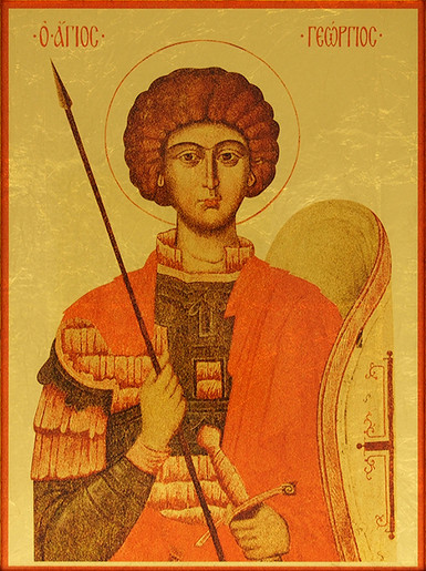 Георгий Победоносец икона из сусального золота высшей пробы