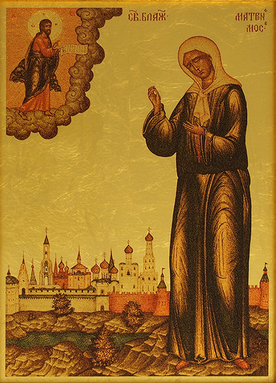 Святая блаженная Матрона Московская икона из сусального золота