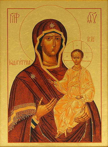 Смоленская Божия Матерь Одигитрия икона из сусального золота