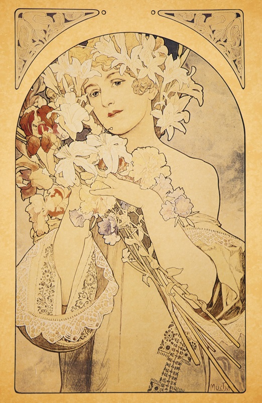 Альфонс Муха - Цветок (Картина из сусального золота)
