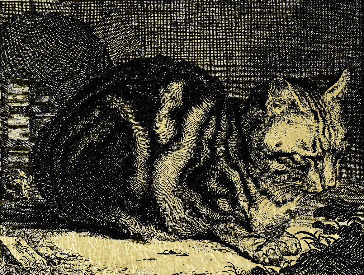 кошка  - картина из золота с изображением хищных кошек