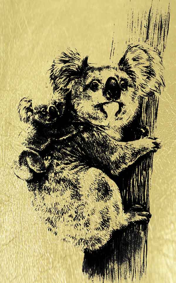 Золотая картина Медведи Коалы