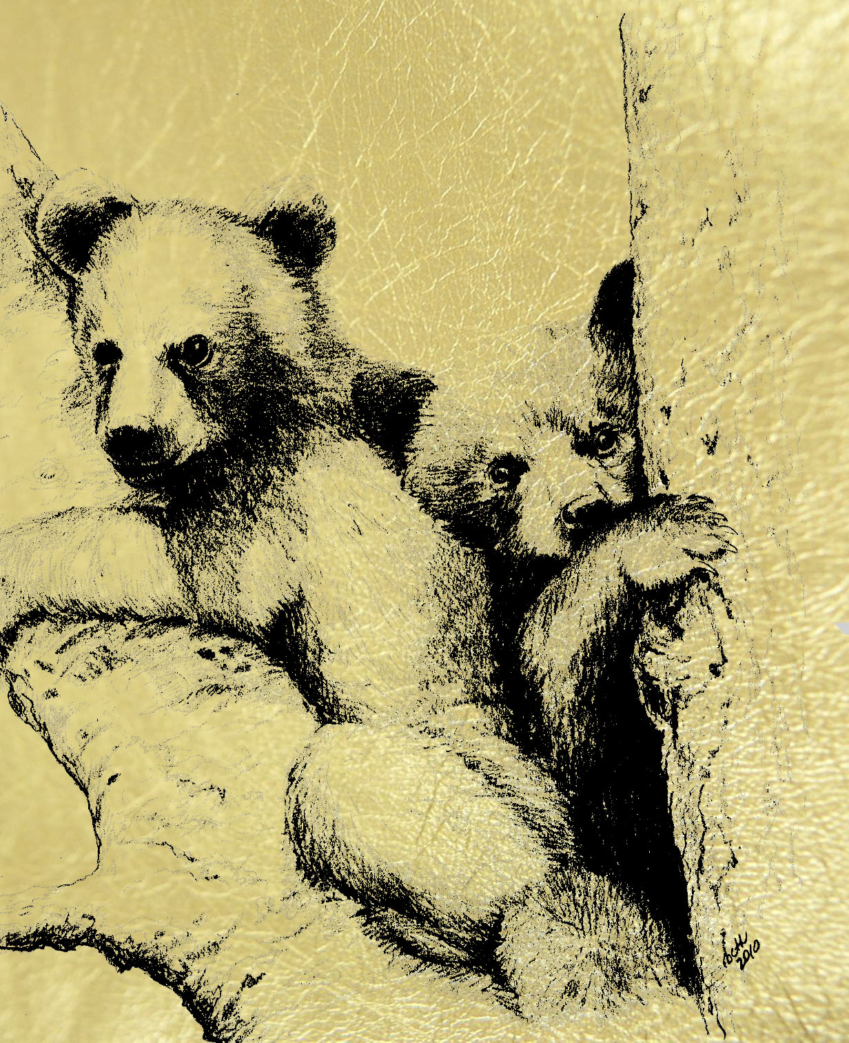 Золотая картина Медвежата
